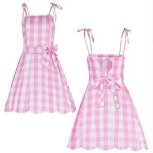 Barbie Movie Margot Robbie Plaid Pink Beach Minidress Cosplay XS